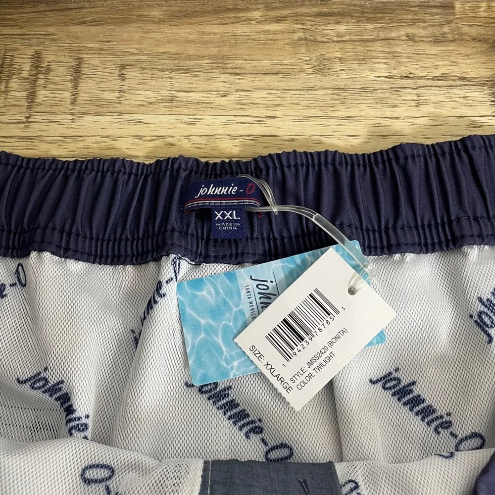 Johnnie-O Mens Bonita Palm Tree Swim Trunks Twilight Blue JMSS2420 XXL NEW